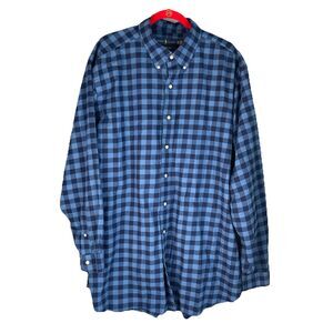 Polo Ralph Lauren Shirt Mens 2XLT Gingham Check Performance Flannel Blue Button